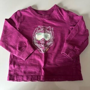 L.L. Bean Kids Magenta Long Sleeve Tee with Wolf Graphic